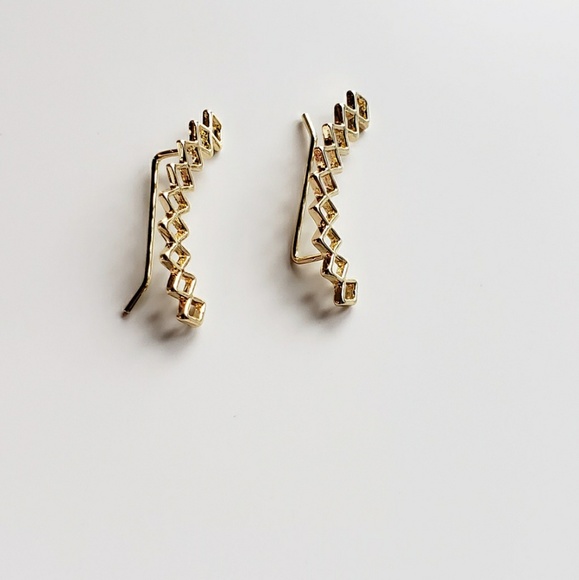 Geometric Diamond Climbers Earrings - Picture 6 of 8